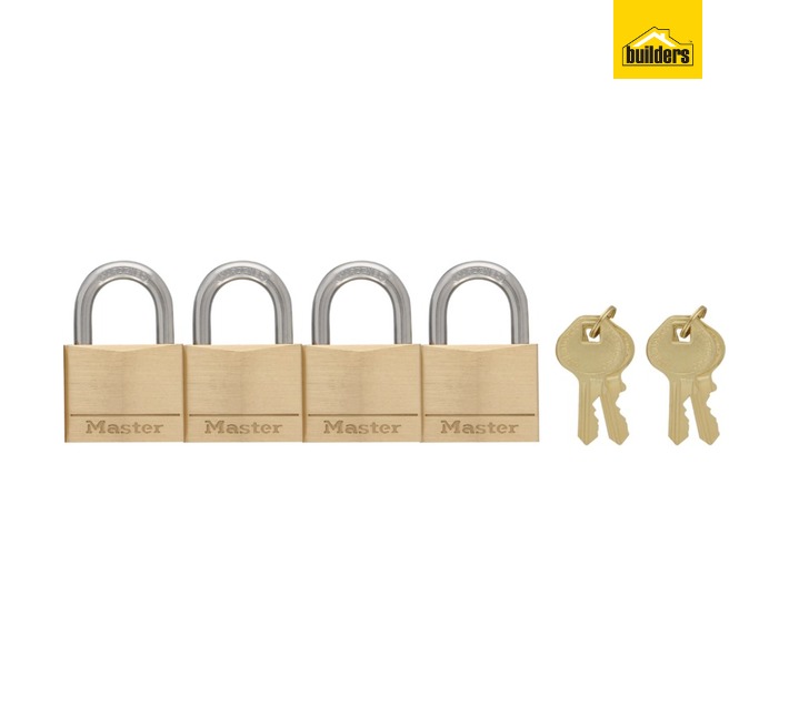Master Lock Padlock 4 Pack Brass (40mm) Standard Padlock Padlocks